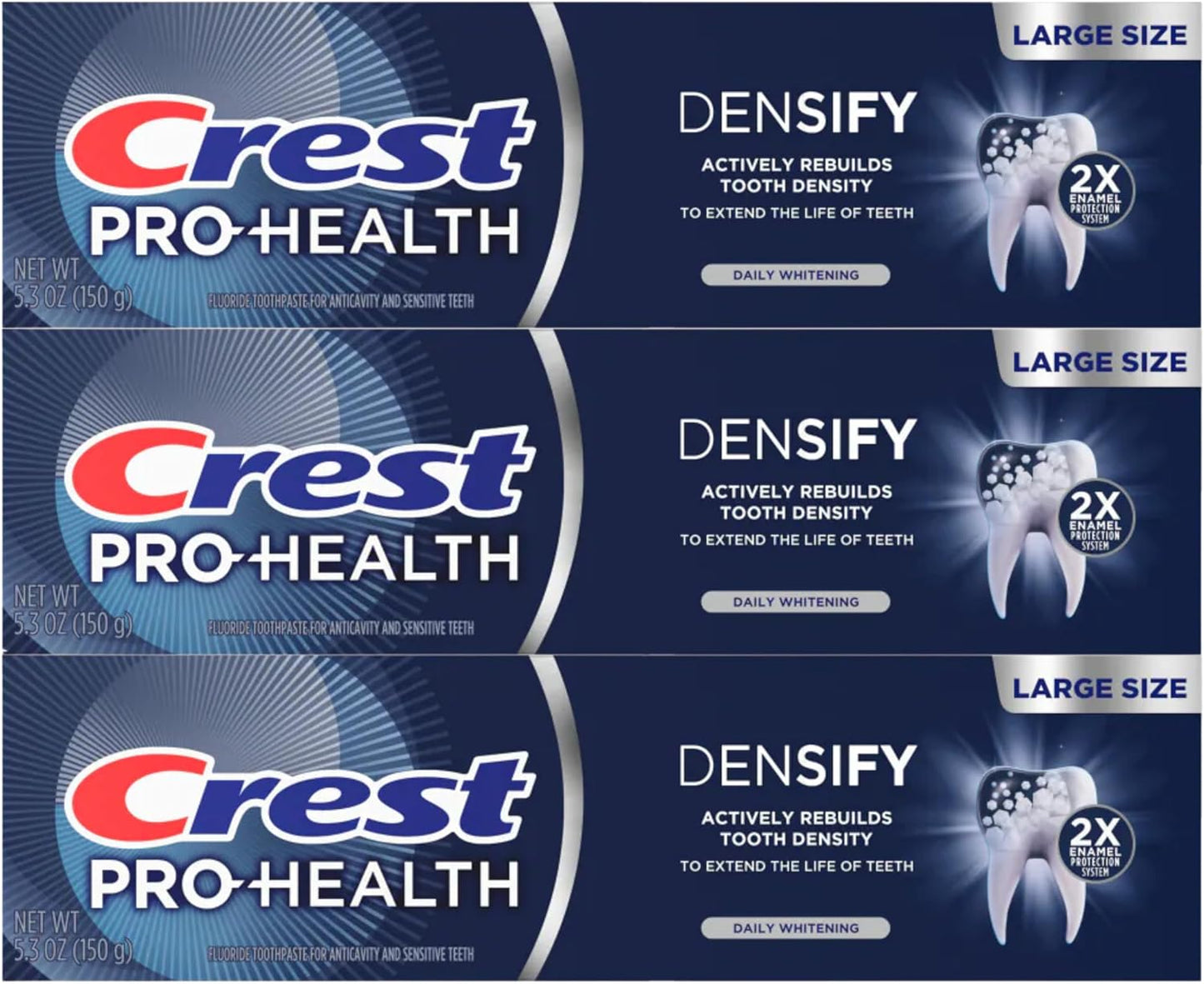 Crest Pro-Health Densify Toothpaste, Daily Whitening 5.3 Oz (Pack of 3)