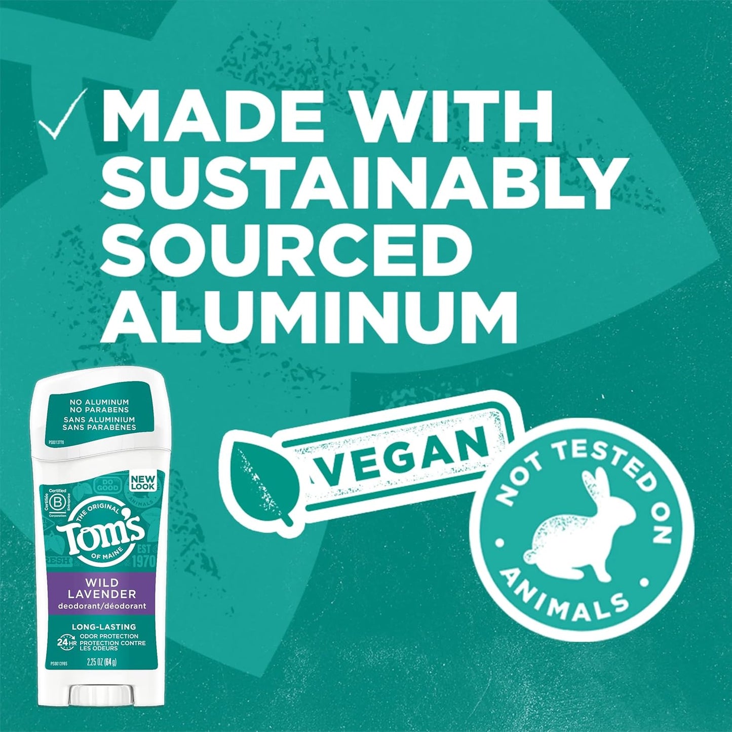 Tom's of Maine Long-Lasting Aluminum-Free Natural Deodorant for Women, Wild Lavender, 2.25 oz. 3-Pack